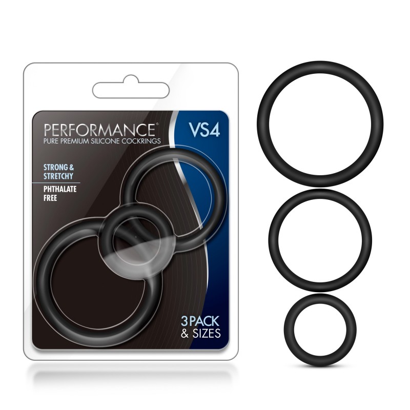 Performance VS4 Pure Premium Silicone Cock Rings - Black